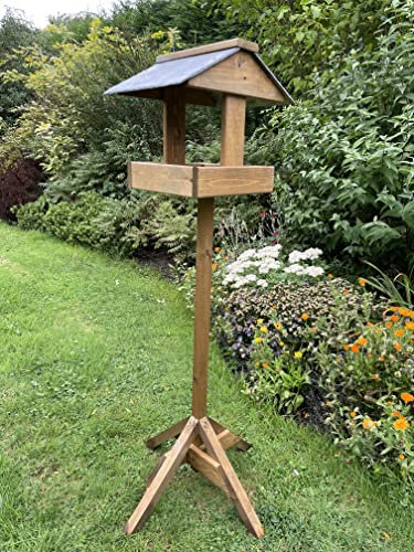 Dales Wooden Bird Table Slate Roof Garden Wood Birds Feeding Station Platform Bird Shelter
