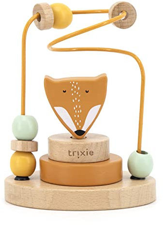 Trixie - Labyrinth mit Perlen aus Buchenholz, FSC Aktivitätsspielzeug für die Motorik des Babys – Mr. Fox (Fuchs)