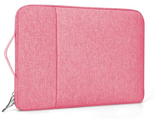 Laptoptasche 14 Zoll Laptophülle Stoßfeste Wasserdicht Hülle Tasche mit Griff Laptop Tasche Schutzabdeckung mit Zubehörtasche, Rosa