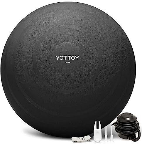 YOTTOY Anti-Burst-Gymnastikball für Training, Yoga-Ball für Schwangerschaft, extra dickes Training für Physiotherapie, Stabilitätsball für Stuhl-Fitness mit Pumpe (schwarz)