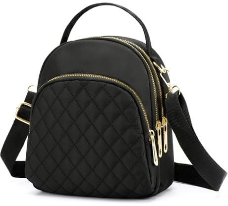 CYchen Damen Rucksack Klein, Diebstahlsicherer Taschen Handtasche Schultertasche, Mädchen Elegant Canvas Rucksackhandtaschen Frauen City Sicherheitsrucksack, Damenrucksack mit Vielen Fächern Schwarz