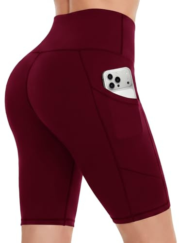 DDOBB Radlerhose Damen High Waist Kurze Sporthose mit Taschen | Bauchweg Shorts Blickdicht Knielang Sportshorts Unterhosen Leggings Sommer für Sport Yoga Gym