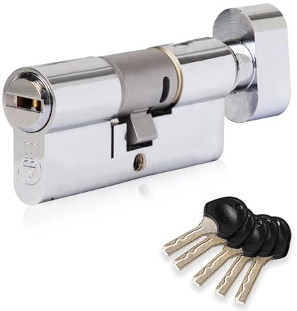 XFORT Colossus Polished Chrome 3 Star Kitemarked Thumb Turn Euro Cylinder Lock 35EX/35T (70mm), British Standard TS007 Anti-Snap Barrel Lock, Upvc Door Lock.
