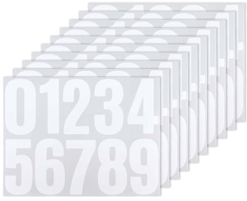 Abeillo 10 Blatt Zahlen Aufkleber 10 cm Weiß Wasserdichte Mailbox Nummern Aufkleber Selbstklebendes 0–9 Reflektierende Vinyl Nummernaufkleber für Postkasten, Schilder, Hausnummern