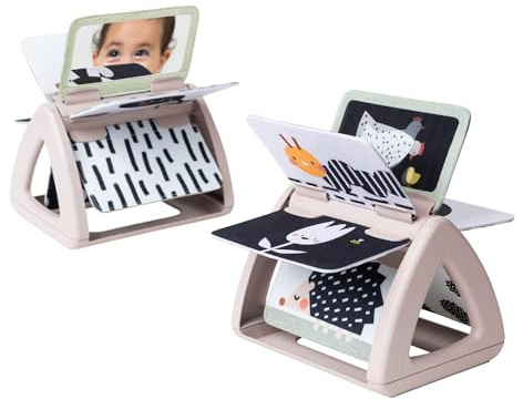Taf Toys Libro de bebé en Blanco y Negro para el Tiempo de Barriga. Libro sensorial monocromático Giratorio de Doble Cara. Juguete para bebés de Alto Contraste. Actividad de Aprendizaje Montessori