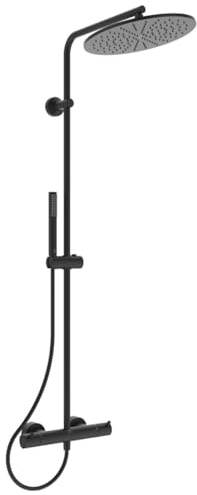 Ideal Standard A7589XG Ceratherm T125 Duschsystem mit Brausethermostat – Stick-Handbrause und Kopfbrause Ø 30 cm – Brauseschlauch 175 cm – in Silk Black