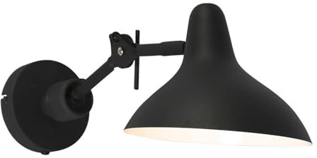 Licht-Erlebnisse Wandspot Metall Schwarz Wohnzimmer Küche Büro T:50 cm E27 bis 40 W Retro Design verstellbares Gelenk flexible Wandleuchte Flur ALNY