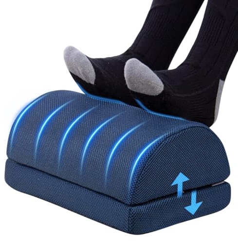 Todeco Repose-Pieds Bureau 2 Hauteurs Antidérapant avec Housse Lavable Bleu