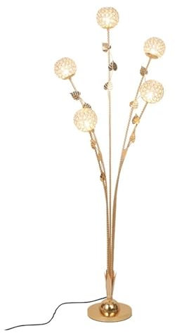 Lampadaire LED en cristal for la maison, abat-jour en forme de boule en aluminium, lampe sur pied G4 x 5, luminaires de salon et de chambre à coucher, du sol au plafond, doré, 150 cm