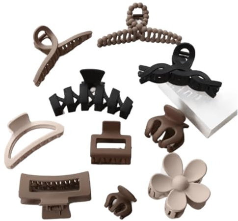 HairLY - Ensemble de 10 Pinces à Cheveux Tons Neutres -Marron et Noir - Différentes Tailles pour Toute la Famille - Accessoires Polyvalents pour Cheveux Fins, Épais, Courts ou Longs (NOIR-MARRON)