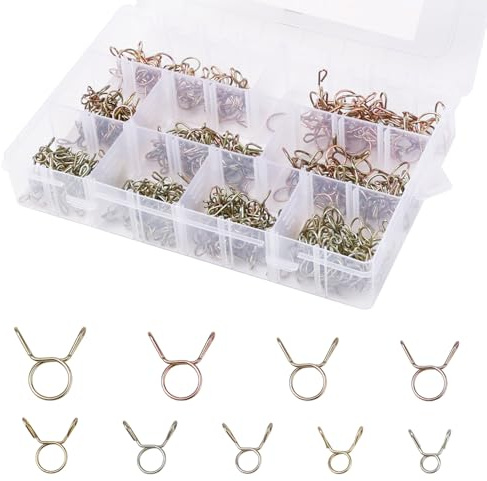 330pcs Spring Hose Clamps, 5-13mm Elastic Hose Clamp Small Hose Clamps Water Pipe Spring Clips Air Tube Spring Clamps Fuel Line Hose Clamp for Car Moto Scooter ATV