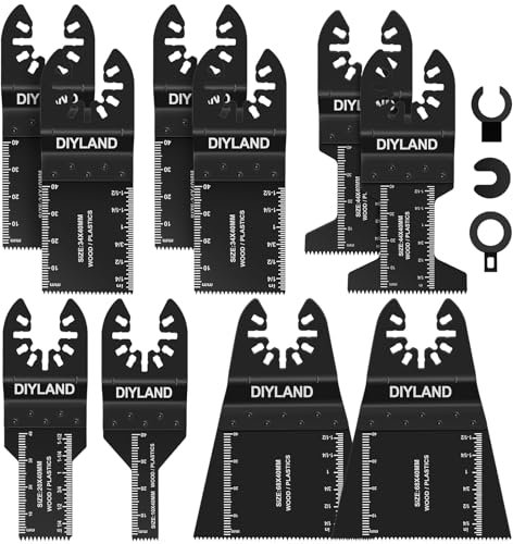 DIYLAND 13PCS Multi Tool Blade Set, Universal Oscillating Saw Blades, Oscillating Tool Accessories for Wood Plastics Cutting, Multitool Blades Compatible with Makita, Milwaukee, Dremel, Ryobi and More