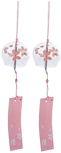 POPETPOP 2pièces Carillon à Vent Suspendu Verre Motif Fleurs De Cerisier Design Japonais Cadeau