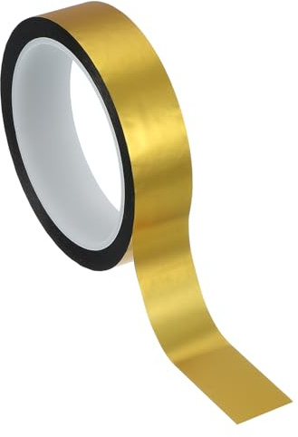 PATIKIL Cinta Película Poliéster Metalizada 25mm x 50 Metros, Cinta Decorativa Metálica Dorado Mate Cinta Adhesiva Espejo Para Detalles Pared Acento Artes Gráficas Molduras Bote Paredes