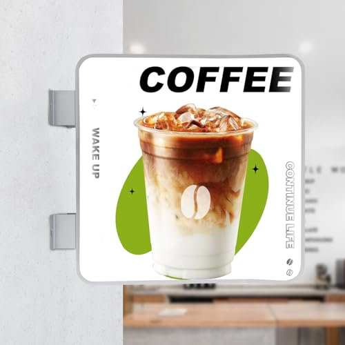 LED Leuchtkasten, Advertising Board Beidseitig Beleuchtete, Quadratische Leuchtwerbebox, IP65 wasserdicht, Leuchtschild Billboard geeignet für Restaurants, Friseure, Cafés, 60X60cm