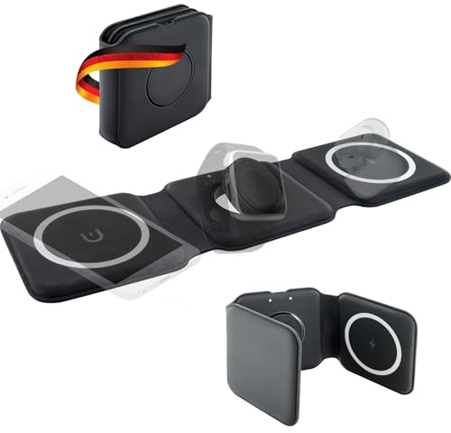 SCHWAIGER LISM0031 laddningsstation laddare laddningsplatta QI trådlös multiladdning magsafe vikbar reseladdare laddningsadapter smartphone iPhone Smartwatch AppleWatch hörlurar Airpods