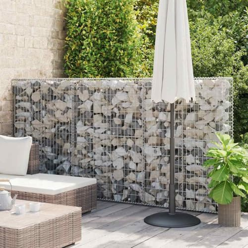 Myheimly Gabione,Steinkorb Steingabionen Drahtkorb Mauer Säule Wand, Drahtkorb für Außenbereich, Gabionenkorb Steingabione, Verzinktes Eisen Gabione 150 x 100 x 30 cm
