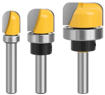 3 brocas de punta redonda de vástago de varios tamaños con rodamientos, brocas de carburo, fresas para carpintería, herramientas de fresado facial (6 mm)