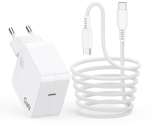 67W Caricatore GaN USB C per MacBook Pro/Air M4 M3 M2 M1 2025 2024 2023 2022 2021 2020, Lenovo ThinkPad, Samsung Galaxy, HP, ASUS ZenBook, 65W Alimentatore Notebook Type C con Cavo intrecciato,Bianca