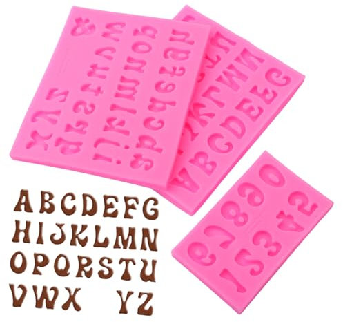 KOCKSHION 3pièces Moules Silicone Pour Chocolat Avec Lettres Et Chiffres Pour Décoration De Gâteaux Et Bonbons Résistants à Haute Température Et Faciles à Démouler