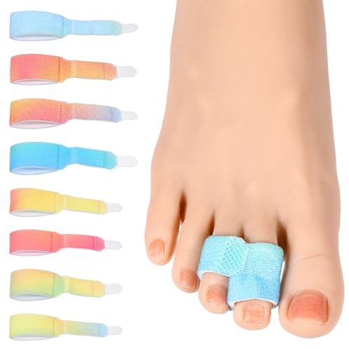 YBEATY 8 Pcs Toe Hammer Wraps Splint Buddy Corrector Reusable Adjustable Straightener Big Small Support Relief Protectors for Curled Toes Bunion Broken Crooked Toe Treatment Men Women