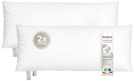 beties - PublikFree - 2erSet Füllkissen 30x70 cm – 400 g Faserbällchen – tierfreies Premium Innenkissen & Kissenfüllung – Baumwoll Inlett waschbar – Sofakissen, Dekokissen & Langformat