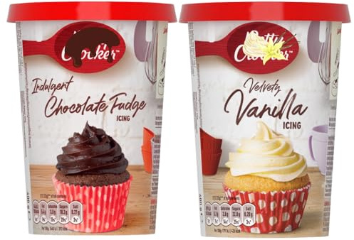 Cake Frosting Decoration Chocolate Fudge & Vanilla Whipped Cream Icing 400g (Pack of 2)
