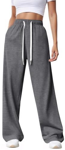 Getervb Pantalon Jogging Femme Pantalon de Sport Taille Haute Pantalons de Survêtement Baggy avec Poches Pantalons de Détente pour Yoga Running Fitness Training