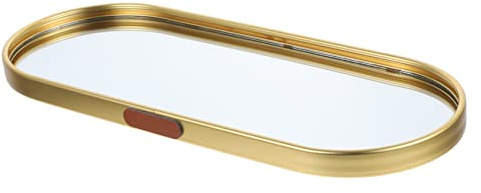 AKOOSY Schmucktablett Elegantes Dekoratives 30x12cm aus Aluminiumlegierung und Glas für Make Up Aufbewahrung und Schmuckpräsentation dem Schreibtisch