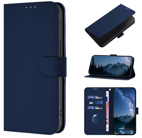 CASEONJAN für iPhone 12 / iPhone 12 Pro Hülle, PU Lederhülle Schutzhülle Klapphülle mit Kartenhalter, Stoßfestes Flip Cover Wallet Case für iPhone 12 / iPhone 12 Pro Handyhülle (Blau)