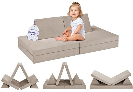 Traumnacht Abenteuer Sofa mit kuscheligem Bezug aus Pretty Gewebe, waschbar, 81,5 x 81,5 x 12 cm, beige, produziert nach deutschem Qualitätsstandard