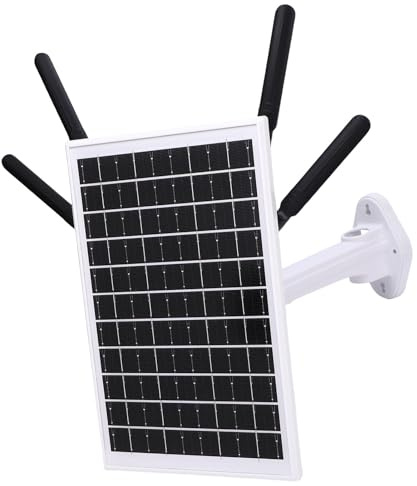 YUEHISY Extension Solaire WiFi 6, Routeur 4G LTE à énergie Solaire 12 W, Batterie 18 000 MAh et Portée 150 M, Point D'accès étanche IP66 pour Caméras de sécurité (Antennes Blanches)
