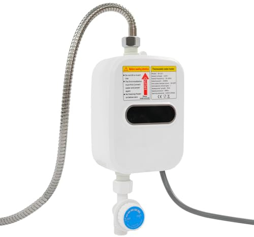 MEELRYD Mini Durchlauferhitzer, Elektrischer Warmwasserbereiter, 220V Durchlauferhitzer Klein mit Duschkopf, Leckschutz, Schnellheizung, kompakt für Küche Bad Zuhause