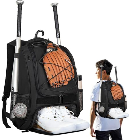 Ceweao Mochila De Béisbol,De Béisbol Juvenil, Mochila de béisbol para niños con Compartimento para Zapatos, de béisbol Juvenil de Gran Capacidad para Cascos, Equipo para jóvenes y Adultos, Zapatos