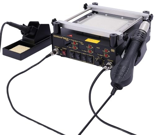 Hot Air Rework Station 1100W, 3 in 1 Soldering Iron and Preheating Station, Includes Hot Air Gun and IR Preheating for Electronics Repair