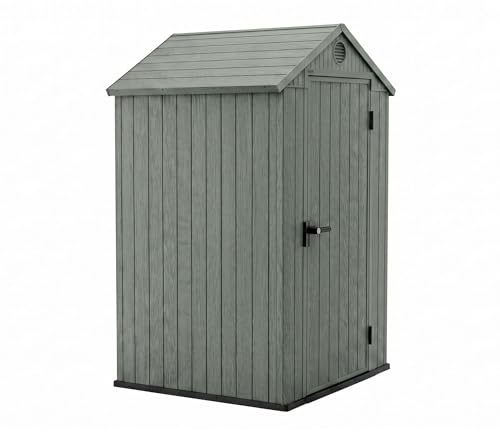 FRANKYSTAR® Darwin 4x4 - Casetta da Giardino 125,8x205x117 cm 1 Anta per deposito attrezzi finitura effetto legno Evotech+ in Resina Verde