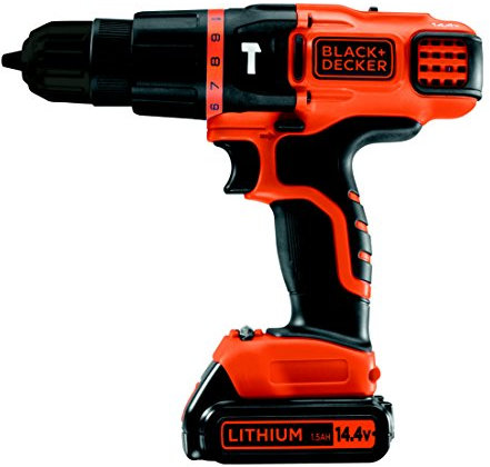 BLACK+DECKER EGBL148K-QW Trapano Avvitatore a Percussione, 2 Velocità Meccaniche, Batteria al Litio, 14.4 V
