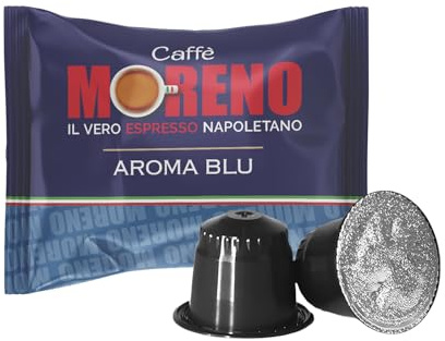 CAFFE’ MORENO - 800 Capsule Compatibili con Nespresso*, Miscela Blue Arome, Gusto Deciso con Toni Delicati, Cialde Compatibili per Macchine ad Uso Domestico Nespresso* da 6,5g