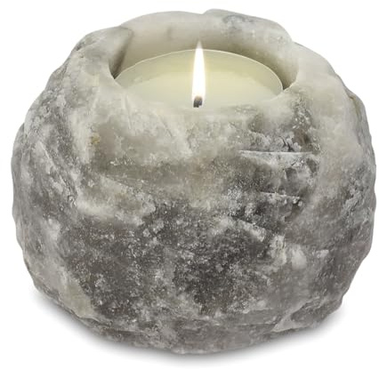 Himalaya Sel Dreams Crystal Rock fotofor, grå linje, ca 400 g, saltkristall, grå, 8 x 8 x 6 cm