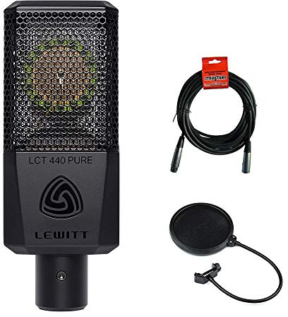 Lewitt LCT-440-Pure - Micrófono de condensador de diafragma grande con cable XLR y filtro Pop
