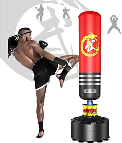 Dripex Sac de Frappe Boxe 175 cm Adulte sur Pied avec 12 ventouses MMA
