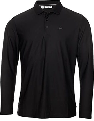 Calvin Klein Hommes Manches Longues Central Light Polo de Golf - Noir - M