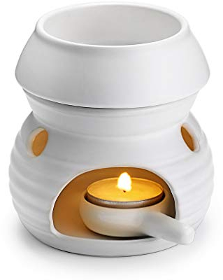 BSTKEY Keramik-Ölbrenner, Schmelzbrenner, abnehmbares Design, mit Teelöffel, Modell Kürbis (weiß)