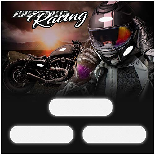 8er Set reflektierende Aufkleber Helmaufkleber 3M Technology™ Schwarz Motorradhelm Sicherheit (K132 Rechteckig Reflektierend)