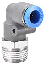 sourcing map Conector Manguera, Racor Neumatico de Codo Enchufable, Tubo de 8mm Diámetro Exterior x 3/8PT Macho, Adaptador Manguera Tubo, Enchufe Rapido Neumatico, Gris