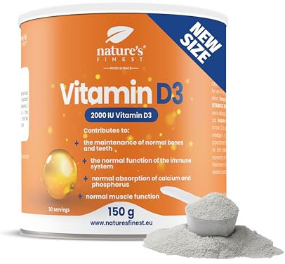 Nature's Finest by Nutrisslim Vitamin D3 Powder 2000 IU, 150 g - 30 Servings - High-Dose Vitamin D for Immune Support, Bone & Muscle Health - Optimal Absorption, Sugar-Free, Lemon Flavor