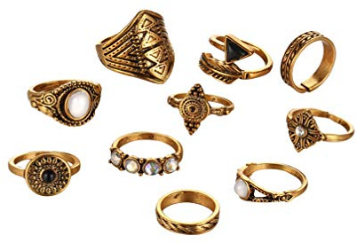 iplusmile 10-teiliges Set Gold Ring Verstellbare Ringe Set Stapele Böhmische Stapelbar Erklärung Stapelbare Gold Einstellbar Jahrgang Schmuck Frau