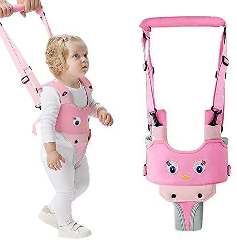 Lauflernhilfe Gehhilfe für Baby, IULONEE Baby Stehen und Gehen Lernen Helfer 4 in 1 Funktionale Verstellbar Walker Sicherheitsleinen für Kinder 7-24 Monate(Rosa)