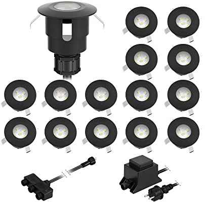 ledscom.de LED Bodeneinbauleuchte ATRIA für außen, IP65, schwarz, rund, 40mm Ø, warmweiß 15er Set