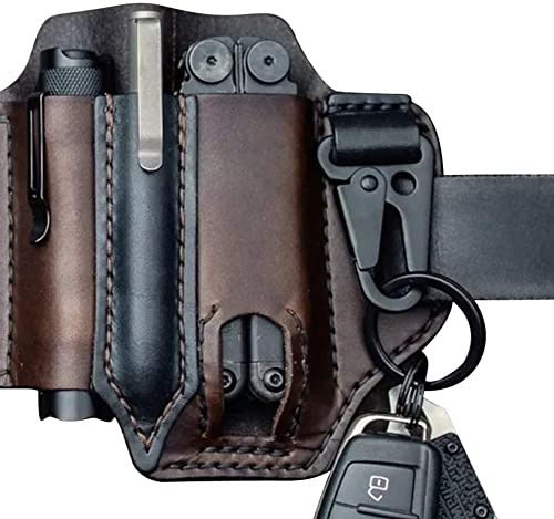 Leather Sheath for EDC Organizer Belt Loop Leather Multitool Holder with Key Holder for Belt and Flashlight Sheath Multitool Pouch03
